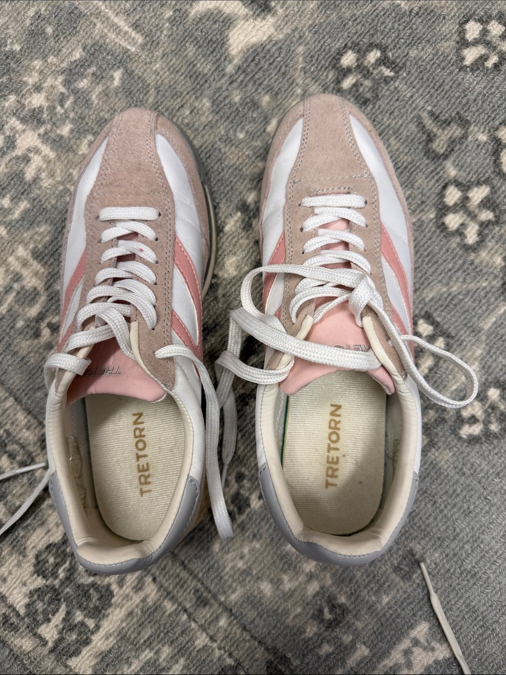 Tretorn Women's Pink and White Suede-Trim Low-Top Sneakers